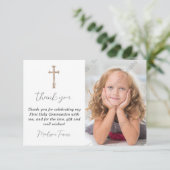 Roze eerste Heilige Communie Hartelijk dank Bedankkaart (Staand voorkant)