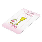 Roze Eerste Heilige Communie met Kelk en Rozen Magneet (Linkerzijde)