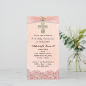 Roze Eerste Heilige Communie Religieuze Uitnodigin (Staand voorkant)