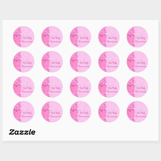 Roze Eerste Heilige Communie Sticker (Vel)