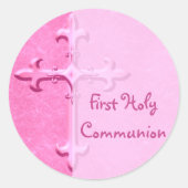 Roze Eerste Heilige Communie Sticker (Voorkant)