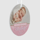 Roze Eerste Kerstbaby's Foto's Sneeuwvlokken Ornament (voorkant)