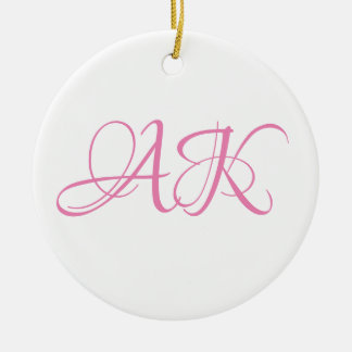 Roze eerste monogrammok - AANPASBAAR! Keramisch Ornament