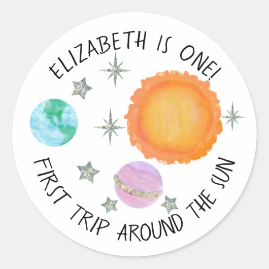 Roze eerste reis rond de eerste verjaardag van The Ronde Sticker (Voorkant)