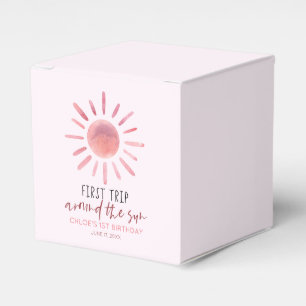 Roze eerste reis rond de eerste zondag bedankdoosjes