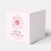 Roze eerste reis rond de eerste zondag bedankdoosjes (Achterkant)