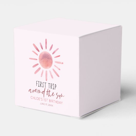 Roze eerste reis rond de eerste zondag bedankdoosjes (Achterkant)