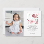 Roze eerste reis rond de eerste zondag bedankkaart (Voorkant)