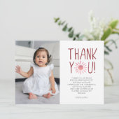 Roze eerste reis rond de eerste zondag bedankkaart (Staand voorkant)