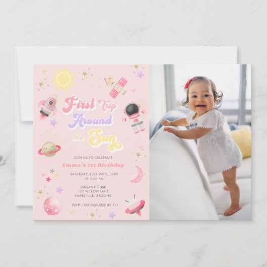 Roze eerste reis rond de eerste zondag kaart (Voorkant)