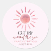 Roze eerste reis rond de eerste zondag ronde sticker (Voorkant)