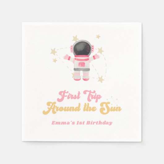 Roze eerste reis rond de eerste zondag servet (Voorkant)