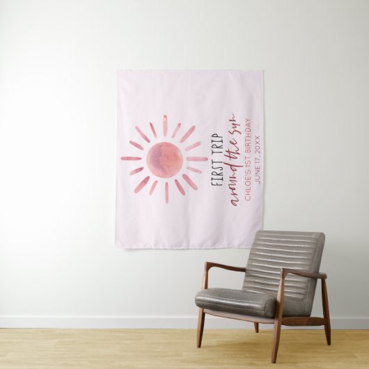 Roze eerste reis rond de eerste zondag wandkleed (In situ)