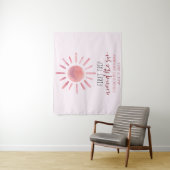 Roze Eerste Reis Rond De Zon 1e Verjaardagsfeestje Wandkleed (In situ)