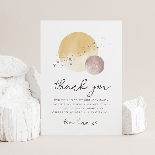 Roze eerste reis rond de zon Dank u Briefkaart