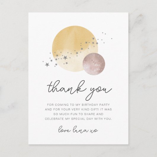 Roze eerste reis rond de zon Dank u Briefkaart (Voorkant)