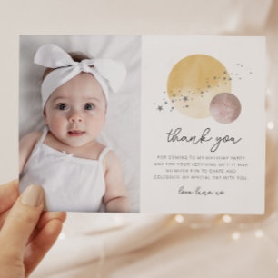 Roze eerste reis rond de zon Foto Dank u