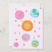 Roze eerste reis rond de zon meisje 1e verjaardag kaart (Achterkant)