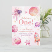 Roze eerste reis rond de zon Ruimte 1e verjaardag Kaart (Staand voorkant)