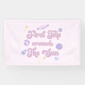 Roze eerste reis rond de zonneruimte, 1e verjaarda spandoek (Horizontaal)