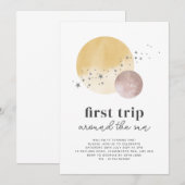 Roze eerste reis rond zondag uitnodiging (Voorkant / Achterkant)