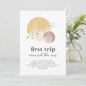 Roze eerste reis rond zondag uitnodiging (Staand voorkant)