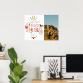 Roze Eerste Rodeo Baby Meisje 1e Verjaardag Welkom Poster (Thuiskantoor)