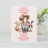 Roze Eerste Rodeo Cowgirl 1e Verjaardag Kaart (Staand voorkant)