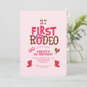 Roze Eerste Rodeo Cowgirl 1e Verjaardag Kaart (Staand voorkant)
