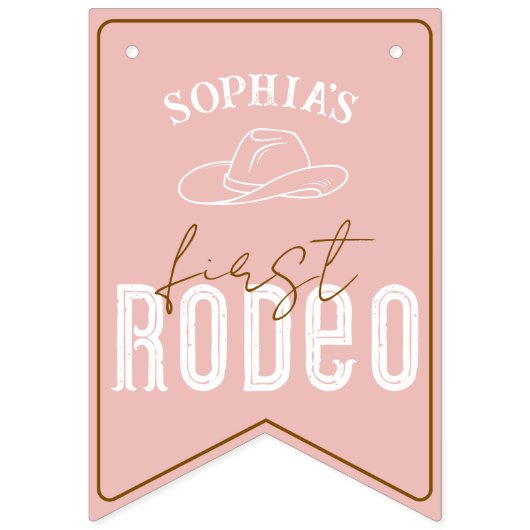 Roze Eerste Rodeo Fotobanner – Cowgirl 1e Geboorte Vlaggetjes (Eerste vlag)