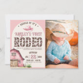 Roze eerste Rodeo Roze Custom Foto 1e verjaardag Kaart (Voorkant)
