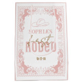 Roze Eerste Rodeo Verjaardag Gift Bag – Westerne C Medium Cadeauzakje (Achterkant)