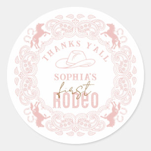 Roze Eerste Rodeo Verjaardagsgunst Sticker – Cowgi
