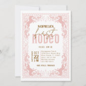Roze eerste Rodeo verjaardagsuitnodiging - Cowgirl Kaart (Voorkant)