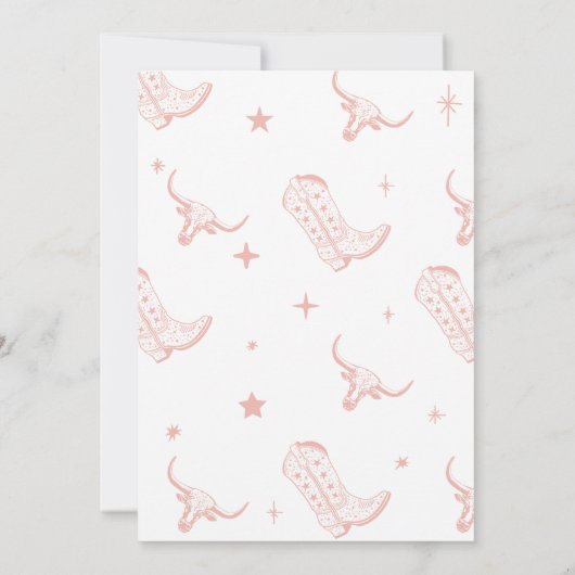 Roze eerste Rodeo verjaardagsuitnodiging Kaart (Achterkant)