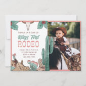 Roze Eerste Rodeo Westerne Zuidwestelijke Cowgirl Kaart (Voorkant)