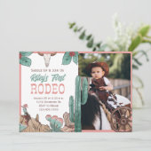 Roze Eerste Rodeo Westerse Zuidwesterse Cowgirl  Kaart (Staand voorkant)