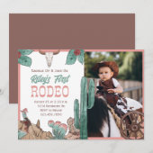 Roze Eerste Rodeo Westerse Zuidwesterse Cowgirl  Kaart (Voorkant / Achterkant)