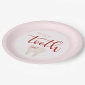 Roze eerste tand minimalistisch papieren bordje (Gekanteld)