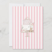 Roze eerste verjaardag baby meisje in kinderstoel kaart (Achterkant)