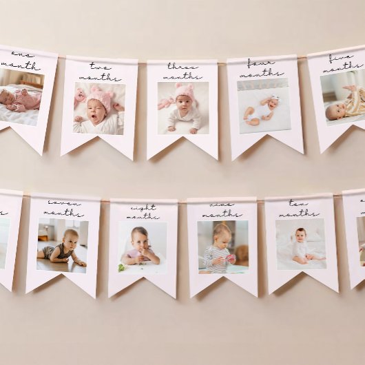 Roze Eerste Verjaardag Foto Banner ONE Thema
