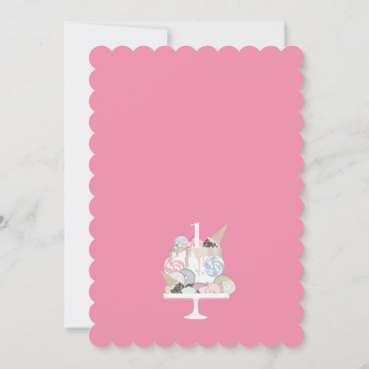 Roze eerste verjaardag meisje hoge stoel kaart (Achterkant)