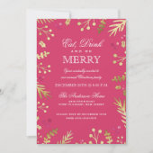 Roze eet, Drink en vrolijk kerstfeest Kaart (Voorkant)