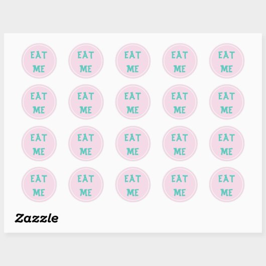 Roze eet me | ronde sticker (Vel)