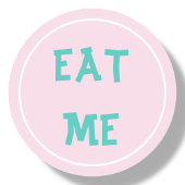 Roze eet me | ronde sticker