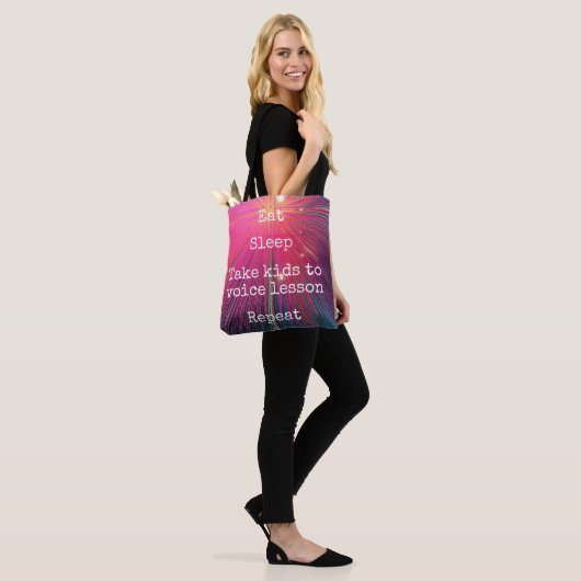 Roze Eet Slaap Neem het Kinder naar Stem Les Herha Tote Bag (Op model)