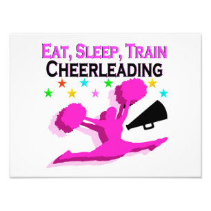 ROZE EET SLAAP TREIN CHEERLEADING FOTO AFDRUK