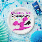 ROZE EET SLAAP TREIN CHEERLEADING PAPIEREN BORDJE (Feest)