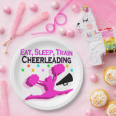 ROZE EET SLAAP TREIN CHEERLEADING PAPIEREN BORDJE (Feest)