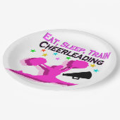 ROZE EET SLAAP TREIN CHEERLEADING PAPIEREN BORDJE (Gekanteld)